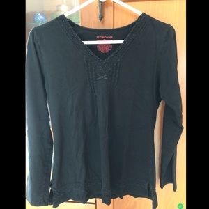 Liz Claiborne Black Lace-Trim Sleep Shirt